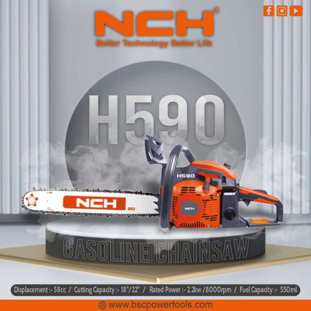 NCH H590 Chain Saw Heavy Duty With 58cc 2 Stroke 2.5kw Petrol